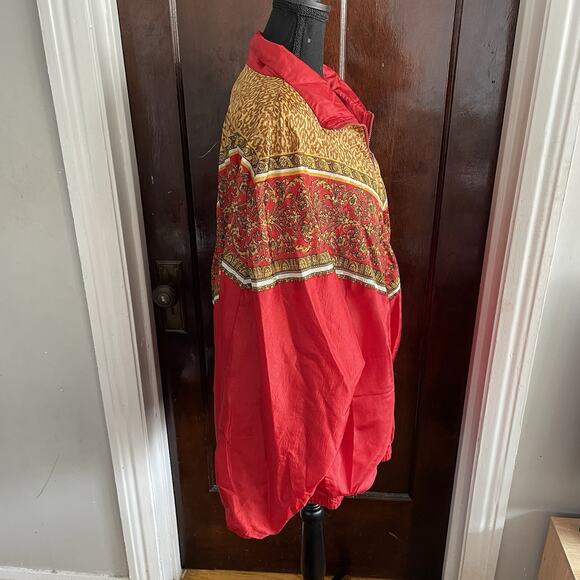 Vintage Lauren Brooke 80s Red Gold Leopard Windbreaker Jacket Womens 3X - Picture 3 of 9